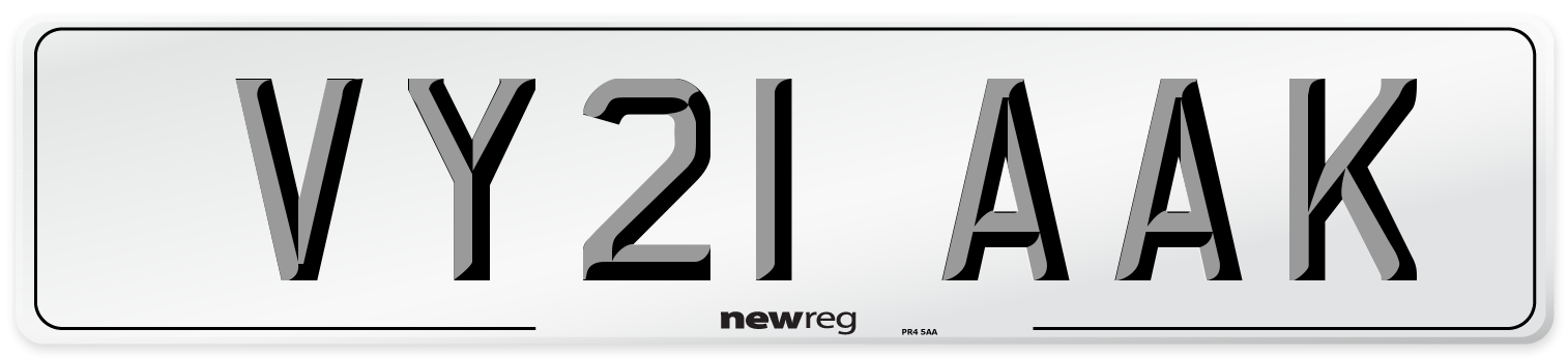 VY21 AAK Number Plate from New Reg